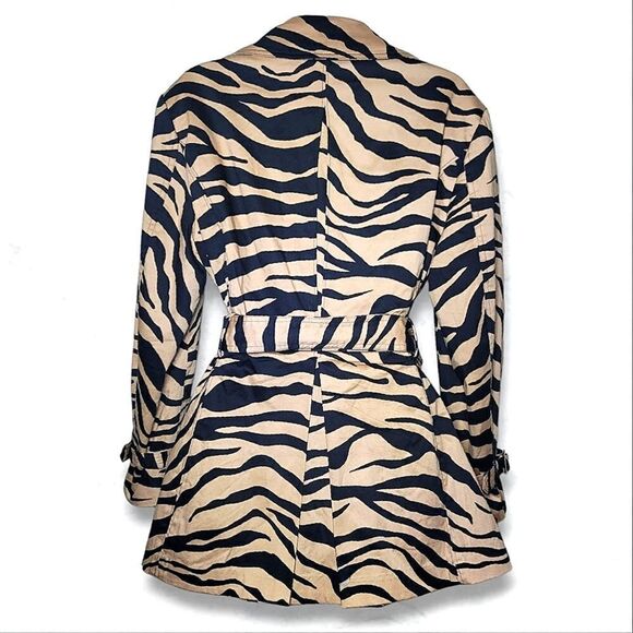 Luciano Dantè Zebra Belted Pea Coat Double Breasted Fit & Flare Pleated Jacket - Picture 5 of 8